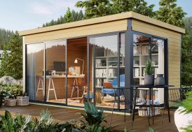 abri de jardin semi habitable en bois et baies vitrées Domeo 4 plus