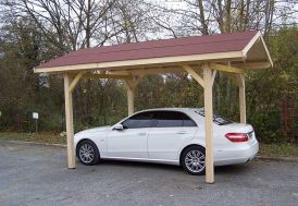 carport en bois 5 m toiture double pente bardeau bitumé rouge