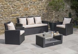 salon de jardin en résine tressée 5 personnes salon bas