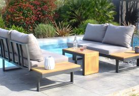 Salon de Jardin 4 Places Modulable en Aluminium et Bois d’Acacia DCB Garden Tokyo sur Terrasse