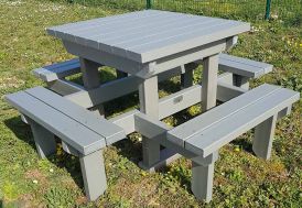 Table de pique-nique en composite recyclé Polymab table d'extérieur 4 personnes