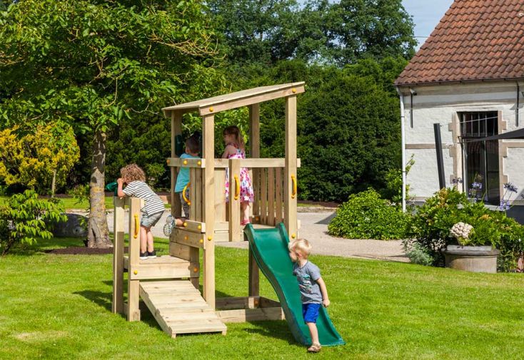Aire de Jeux Cascade en Bois Autoclave avec Toboggan