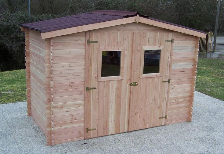 Abri de jardin en bois Douglas 28 mm – 9,85 m² : 3,04 x 3,24 m