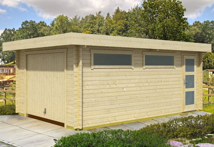 Garage en Bois d’Épicéa Brut Porte Basculante Canberra 18 m²