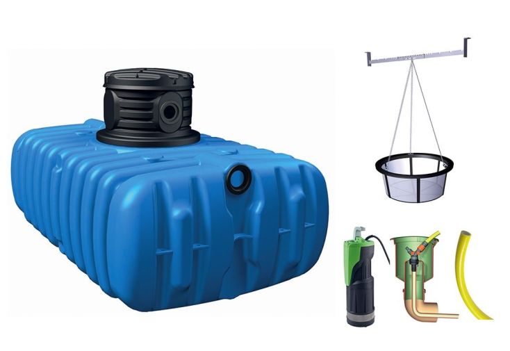 Cuve Enterrée Plate Kit Récupérateur d'Eau Flat Confort 1500 L