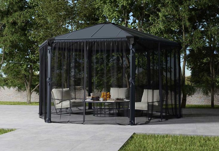 Moustiquaires pour tonnelle hexagonale Roma 3,6 x 4 | Palram - Canopia