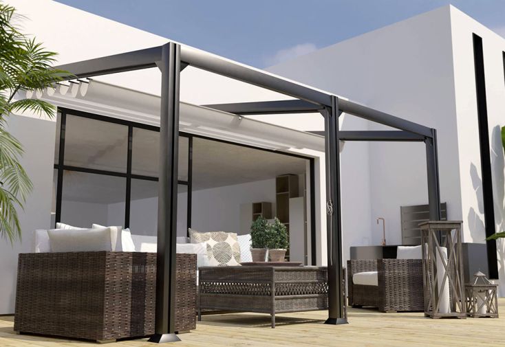 Pergola adossée en aluminium 3 x 6 m - Barbade