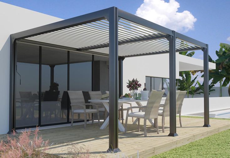 Pergola bioclimatique adossée en aluminium 3 x 4 m - Madison