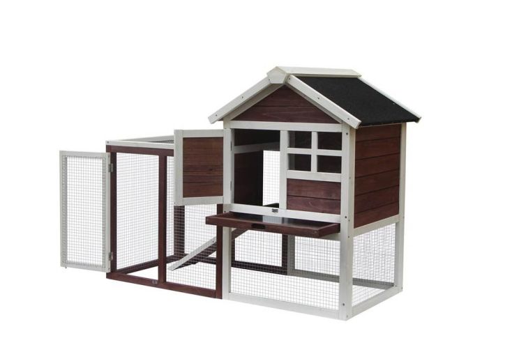 Poulailler en Bois Bicolore Standard 2-3 Poules (120 x 65 x 90 cm)