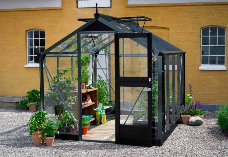 Serre de Jardin en Verre Trempé Alu Anthracite 6 m² – Juliana Compact