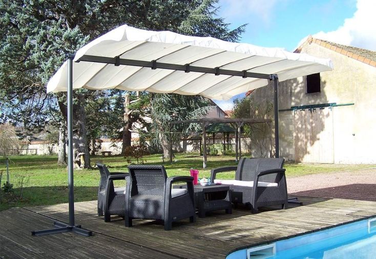 Tonnelle en Acier et Aluminium + Toile Orientable 90° - 4,60 x 2,50 m