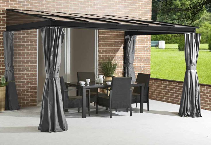 Tonnelle adossée en aluminium et polycarbonate St Barth 9,03 m²