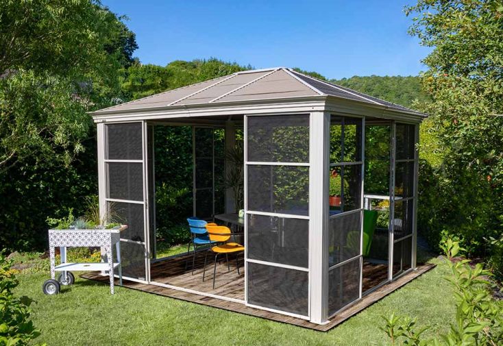Tonnelle de jardin en aluminium et acier galvanisé Striano 10,78 m²
